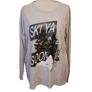 NEW Offline by Aerie Heather Gray Cotton Oversized Graphic‎ T-shirt Size L